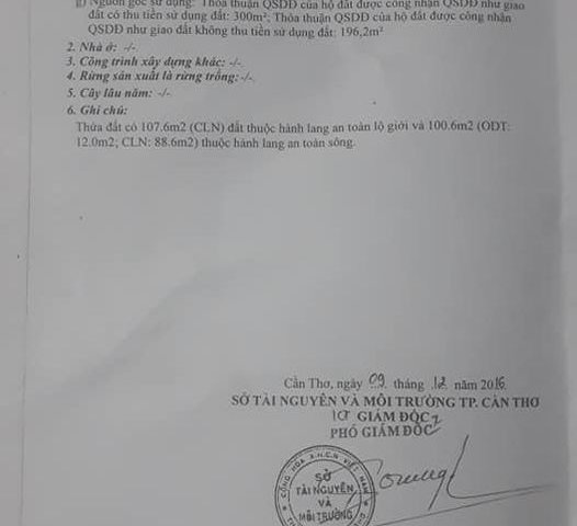 CHÍNH CHỦ CẦN BÁN DIỆN TÍCH ĐẤT 968M2 VÀ KHO TẠI - PHƯỜNG TRUNG NHỨT - QUẬN THỐT NỐT - CẦN THƠ