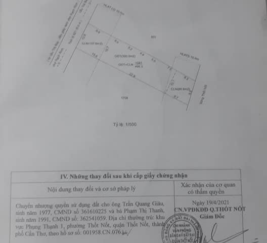 CHÍNH CHỦ CẦN BÁN DIỆN TÍCH ĐẤT 968M2 VÀ KHO TẠI - PHƯỜNG TRUNG NHỨT - QUẬN THỐT NỐT - CẦN THƠ
