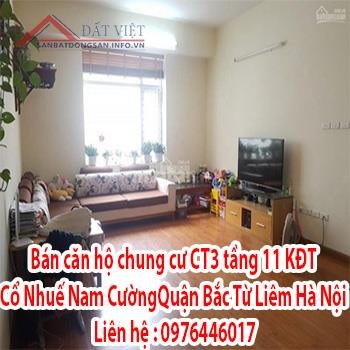 Bán căn hộ chung cư CT3, tầng 11, KĐT Cổ Nhuế-Nam Cường, Gía 30tr/m2