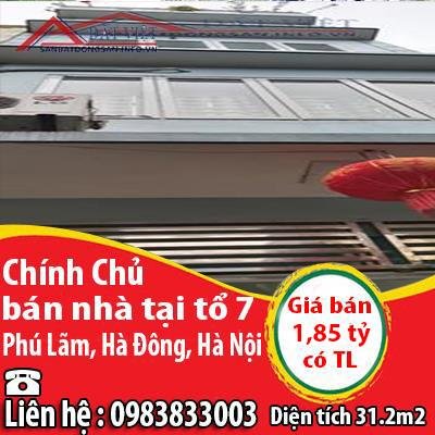 Chính chủ bán nhà tại tổ 7, Phú Lãm, Hà Đông, Hà Nội
