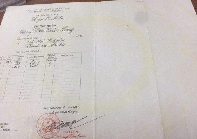 CHÍNH CHỦ CẦN BÁN ĐẤT Ở XÓM LÁNG MÁI - XÃ TINH NHUỆ - HUYỆN 
THANH SƠN  - TỈNH PHÚ THỌ.