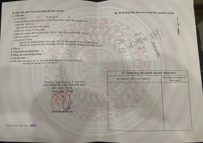 CHÍNH CHỦ CẦN BÁN ĐẤT Ở XÓM LÁNG MÁI - XÃ TINH NHUỆ - HUYỆN 
THANH SƠN  - TỈNH PHÚ THỌ.