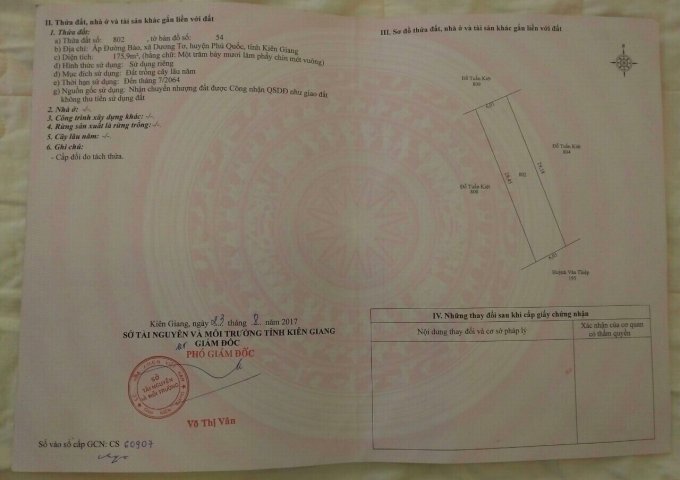 CHÍNH CHỦ CẦN BÁN 2 LÔ ĐẤT LIỀN KỀ ĐỊA CHỈ : ẤP ĐƯỜNG BẢO -XÃ DƯƠNG TƠ -TP PHÚ QUỐC -TỈNH KIÊN GIANG