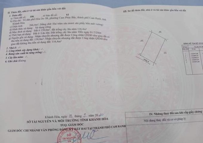 CẦN BÁN LÔ ĐẤT ĐẸP CÓ SẴN NHÀ SAU LƯNG PHÒNG KHÁM ĐA KHOA PHƯỜNG CAM PHÚC BẮC, TP NHA TRANG