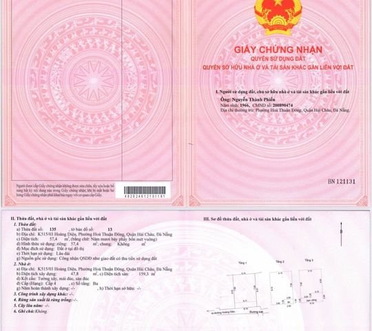 CẦN BÁN 2 CĂN NHÀ ĐÃ XÂY DỰNG HOÀN CHỈNH, THIẾT KẾ SANG TRỌNG: TẠI QUẬN HẢI CHÂU, ĐÀ NẴNG LH: 0905999559