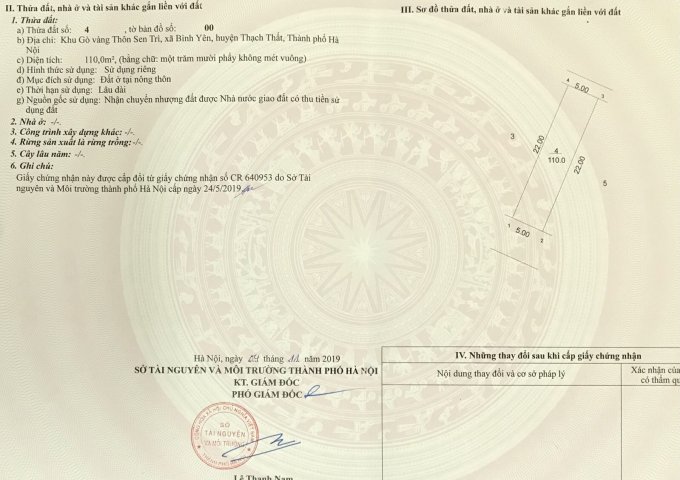 CHÍNH CHỦ BÁN 110M2 ĐẤT VỊ TRÍ THUẬN LỢI TẠI TUYẾN 1 GÒ VÀNG, BÌNH YÊN, THẠCH THẤT, SỔ ĐỎ CHÍNH CHỦ LIÊN HỆ: 0969368838