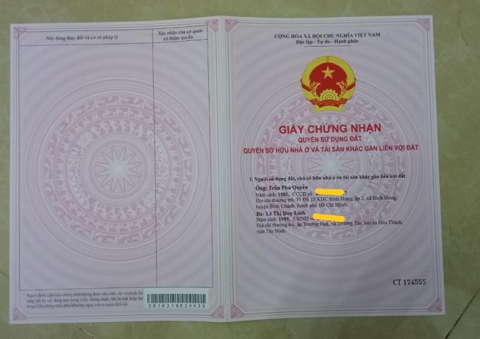 KẸT TIỀN DO LÀM ĂN CẦN BÁN GẤP MIẾNG ĐẤT NỀN Ở PHƯỚC LÂM, CẦN GIUỘC, LONG AN