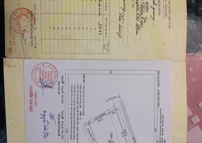 CHÍNH CHỦ CẦN BÁN ĐẤT THUỘC HUYỆN NINH GIANG -HẢI DƯƠNG