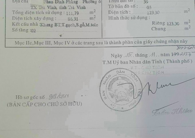 Chính Chủ Cần bán nhà mặt tiền đường Phan Đình Phùng.