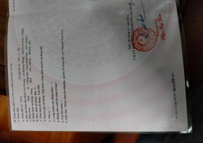 Chính Chủ Cần Bán Nhà Tại Thôn Câu Trung - Xã Quanh Hưng - Huyện An Lão -Tp. Hải Phòng .