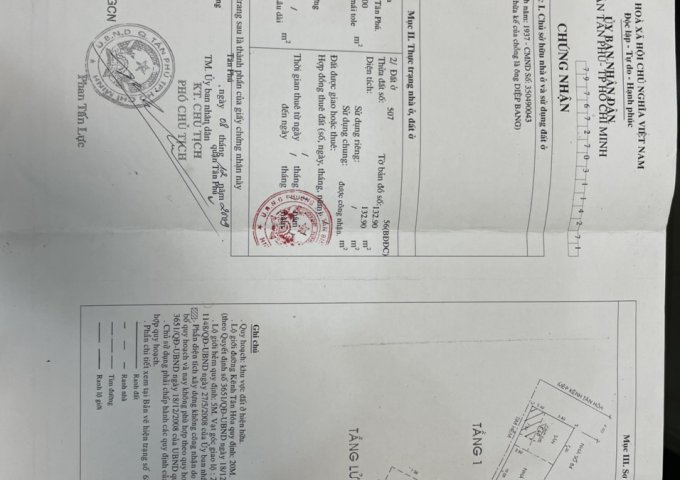 CHÍNH CHỦ CẦN BÁN NHÀ MT - 82 KÊNH TÂN HÓA ,PHƯỜNG PHÚ TRUNG, QUẬN TÂN PHÚ, HCM