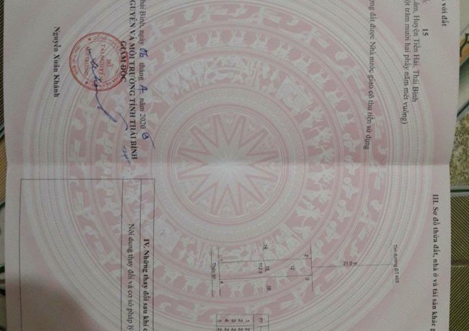 CHÍNH CHỦ CẦN BÁN LÔ ĐẤT THUỘC HUYỆN TIỀN HẢI TỈNH THÁI BÌNH