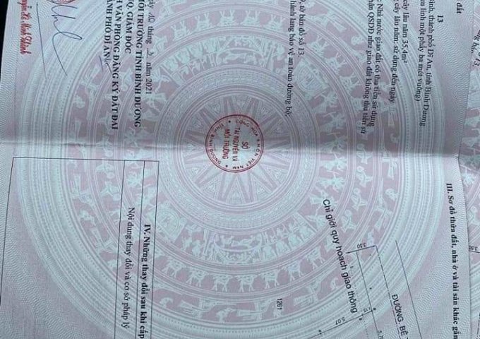 TÔI CHÍNH CHỦ CẦN BÁN LÔ ĐẤT THỔ CƯ MẶT TIỀN 102M2 CẠNH LÀ KHU DU LỊCH SINH THÁI HỐ LANG TẠI DĨ AN, BÌNH DƯƠNG. LIÊN HỆ: 0918 020279.