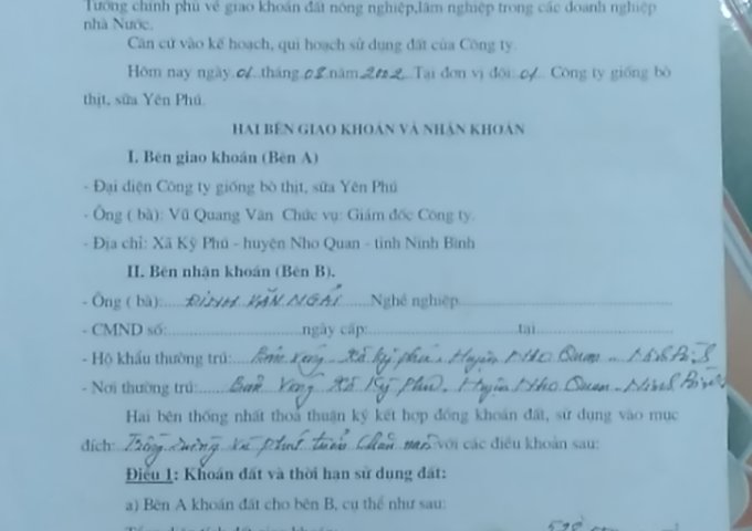 CHÍNH CHỦ BÁN TRANG TRẠI - ĐẤT XÃ KÌ PHÚ - HUYỆN NHO QUAN - TỈNH NINH BÌNH