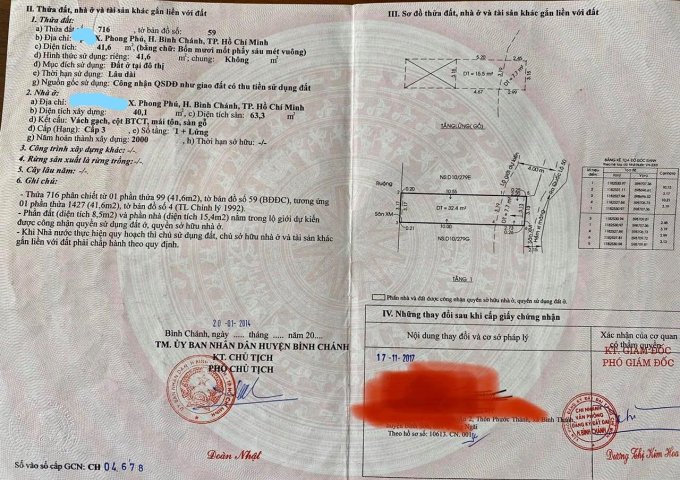 CHÍNH CHỦ BÁN NHÀ TẠI XÃ PHONG PHÚ, H. BÌNH CHÁNH, TP HỒ CHÍ MINH.