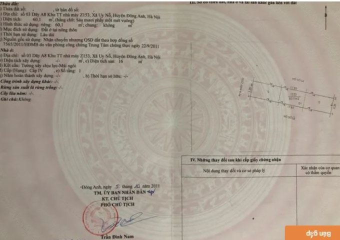 CHÍNH CHỦ BÁN ĐẤT KHU Z153 UY NỖ, ĐÔNG ANH, HÀ NỘI