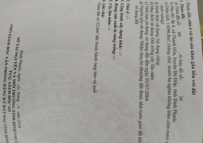 ĐẤT BÌNH PHƯỚC-NÓNG TỪNG GIỜ- SINH LỜI TỪNG NGÀY CHÍNH CHỦ BÁN ĐẤT SỔ SẴN SANG TÊN TRONG NGÀY