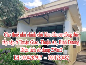 Cho thuê nhà chính chủ: Khu dân cư đông đúc , tấp nập ở Thuận Giao , Thuận An , Bình Dương