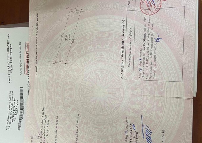 CHÍNH CHỦ BÁN ĐẤT LÔ 25 KHU 31HA TRÂU QUỲ MẶT PHỐ CHÍNH TRUNG, GIA LÂM, HÀ NỘI