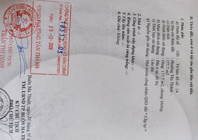 CHÍNH CHỦ CẦN BÁN NHÀ HẺM CẤP 4 TẠI 64 ĐƯỜNG ĐẶNG THÁI THÂN PHƯỜNG TÂN THÀNH TP BUÔN MA THUẬT