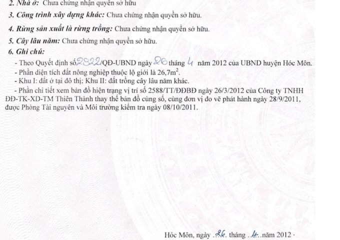 CHÍNH CHỦ BÁN NHÀ MẶT TIỀN ĐƯỜNG NGUYỄN ẢNH THỦ, HÓC MÔN TP HCM