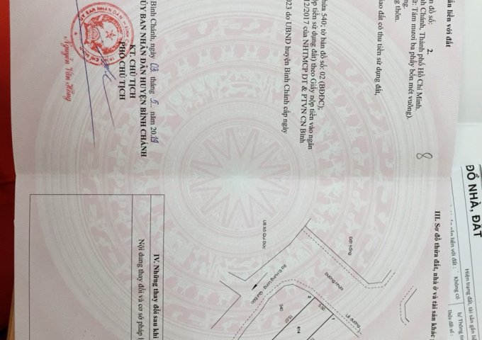 CHÍNH CHỦ BÁN ĐẤT TẠI XÃ QUY ĐỨC – H.BÌNH CHÁNH – TPHCM.