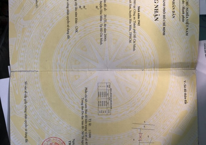 CHÍNH CHỦ CẦN BÁN LÔ ĐẤT TẠI XÃ XUÂN THỚI SƠN, HUYỆN HOOC MÔN, TP HỒ CHÍ MINH