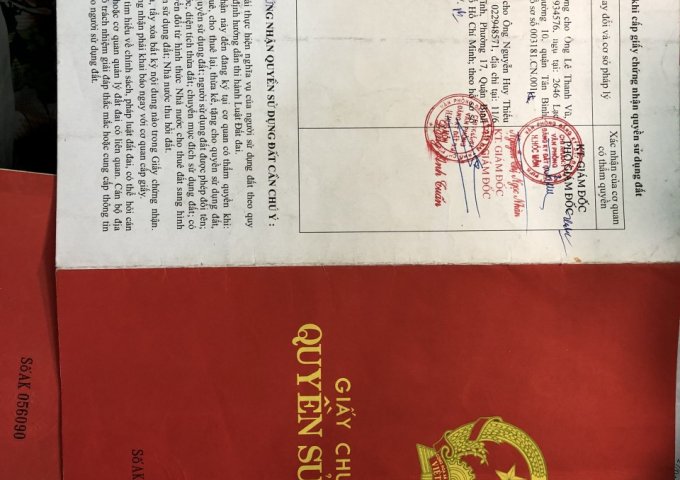 CHÍNH CHỦ CẦN BÁN LÔ ĐẤT TẠI XÃ XUÂN THỚI SƠN, HUYỆN HOOC MÔN, TP HỒ CHÍ MINH