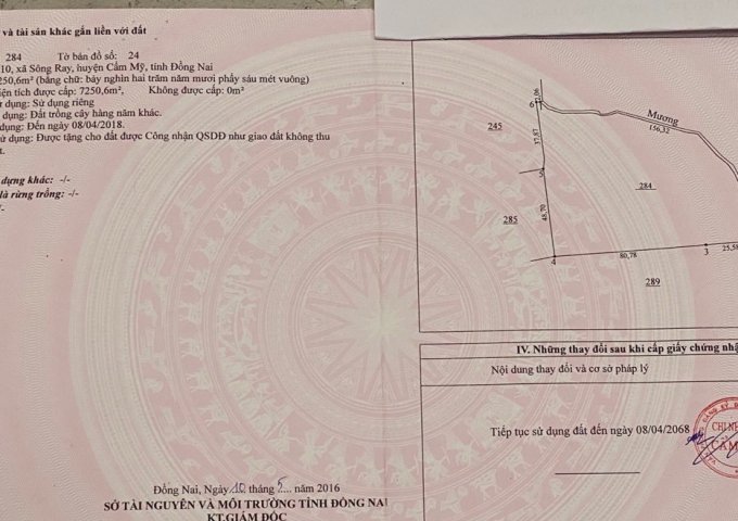 CHÍNH CHỦ CẦN BÁN ĐẤT VƯỜN GIÁ 395 TRIỆU / SÀO TẠI XÃ SÔNG RAY, HUYỆN CẨM MỸ ĐỒNG NAI