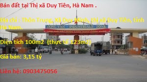 Bán đất tại Thị xã Duy Tiên, tỉnh Hà Nam.