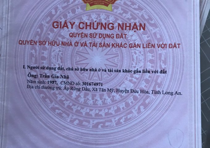 CHÍNH CHỦ CẦN BÁN 85M2 ĐẤT TẠI XÃ ĐỨC LẬP THƯỢNG, HUYỆN ĐỨC HÒA, LONG AN.