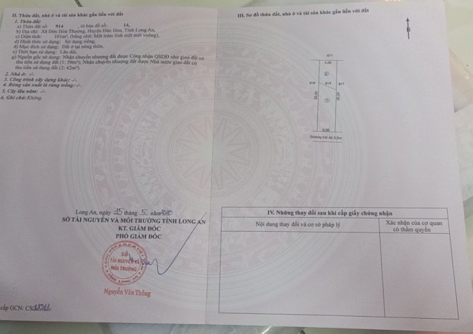 CHÍNH CHỦ CẦN BÁN LÔ ĐẤT - XÃ ĐỨC HÒA THƯỢNG - HUYỆN ĐỨC HÒA - LONG AN