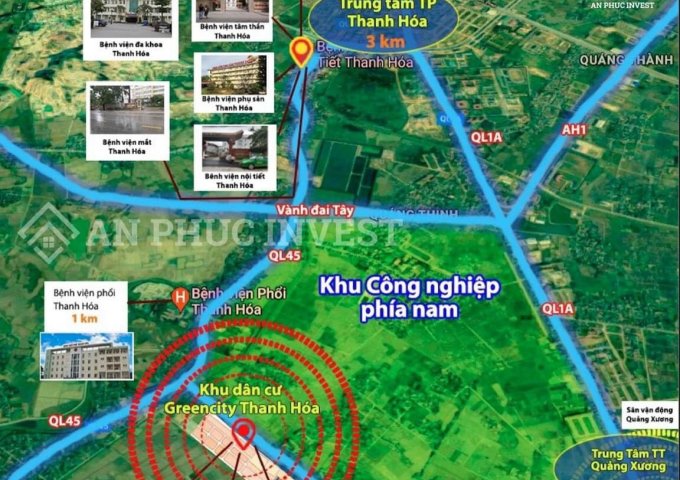 Nhận cọc chính thức 10 lô đẹp nhất Khu dân cư Green City -Thanh Hóa giá chỉ 10tr/m2.LH: 0974740627