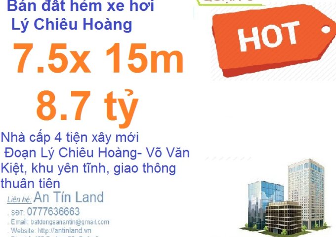 Cần bán 130m2 đất hẽm xe hơi Lý Chiêu Hoàng, Quận 6, Giá 8.7 tỷ