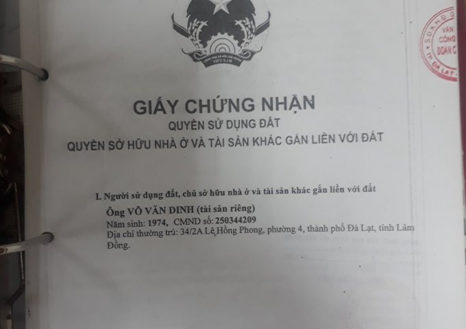 CẦN BÁN LÔ ĐẤT TẠI PHƯỜNG 7 – TP ĐÀ LẠT – TỈNH LÂM ĐỒNG. LIÊN HỆ: 0943089777