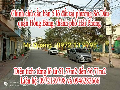 Chính chủ cần bán 5 lô đất tại phường Sở Dầu, quận Hồng Bàng, thành phố Hải Phòng.