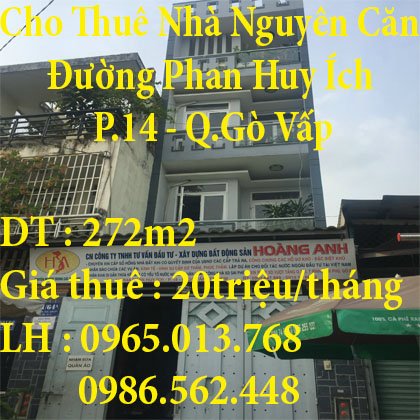 Cần Cho Thuê Nhà Nguyên Căn, 331/64, Đường Phan Huy Ích , Phường 14 , Quận Gò Vấp , Tp Hồ Chí Minh