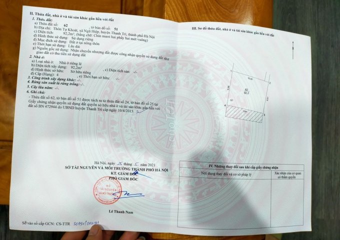 Chính chủ cần bán đất Vũ Lăng, Xã Ngũ Hiệp, Huyện Thanh Trì, Hà Nội