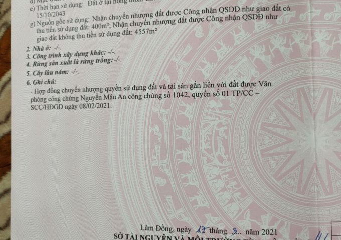 CHÍNH CHỦ CẦN BÁN LÔ ĐẤT ĐẸP XÃ NAM HÀ, HUYỆN LÂM HÀ, LÂM ĐỒNG.LIÊN HỆ: 0867710379