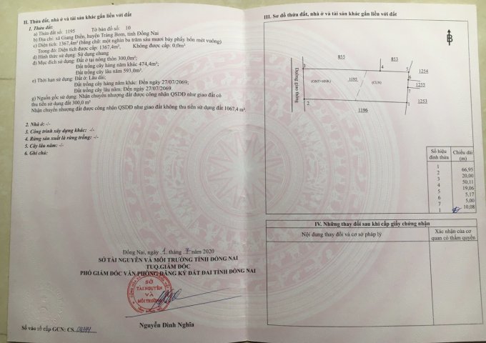 CẦN BÁN 5100M2 CHUẨN BỊ CẬP NHẬT FULL MÀU HỒNG (PHÙ HỢP PHÂN LÔ) - ẤP ĐỘC LẬP, GIANG ĐIỀN, TRẢNG BOM. LH: 0909995249