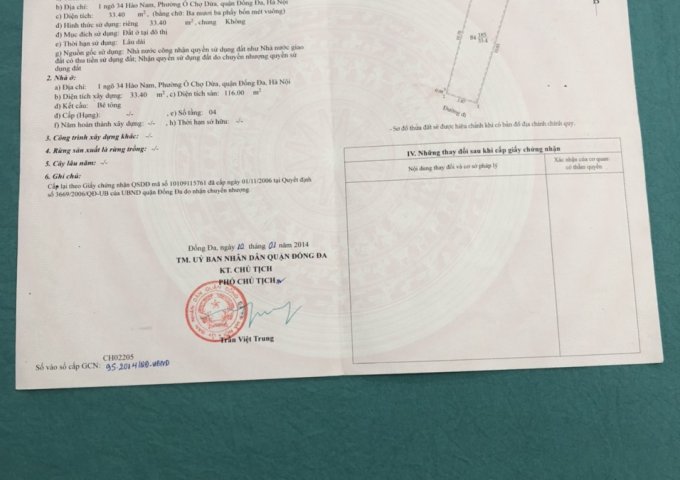 CHÍNH CHỦ CẦN BÁN NHÀ TRÊN PHỐ HÀO NAM, QUẬN ĐỐNG ĐA, HÀ NỘI