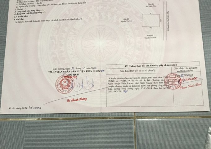 CHÍNH CHỦ CẦN BÁN LÔ ĐẤT XÃ HÒN NGHỆ, HUYỆN KIÊN LƯƠNG,KIÊN GIANG.