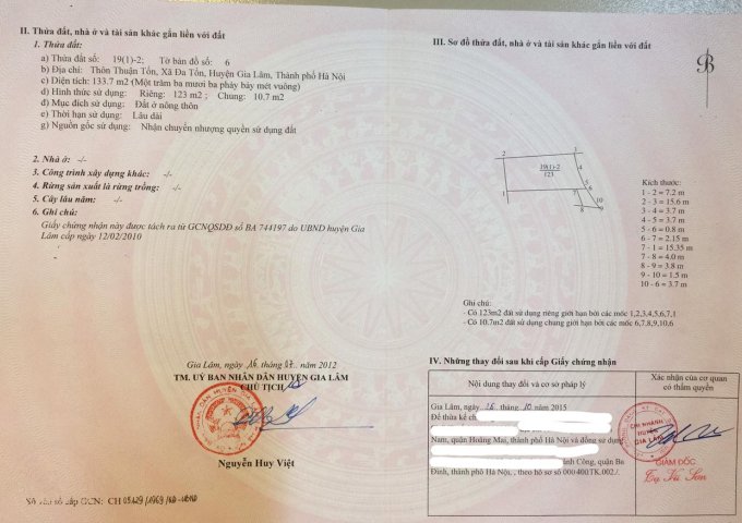 CHÍNH CHỦ CẦN BÁN ĐẤT THỔ CƯ TẠI ĐA TỐN