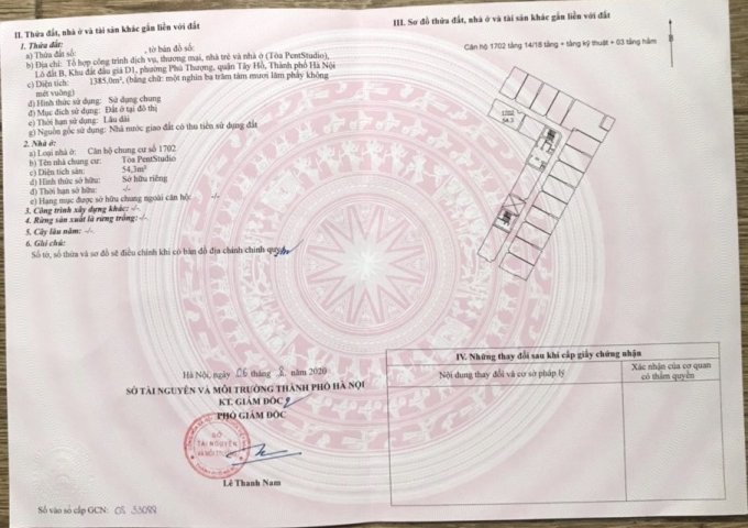  Bán căn hộ PentStudio Tây Hồ