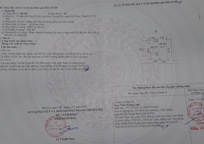 CHÍNH CHỦ CẦN BÁN ĐẤT: PHƯỜNG DƯƠNG NỘI QUẬN HÀ ĐÔNG HÀ NỘI