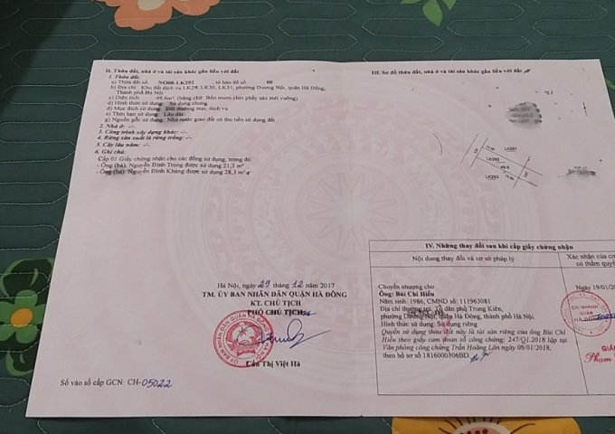 CHÍNH CHỦ CẦN BÁN ĐẤT: PHƯỜNG DƯƠNG NỘI QUẬN HÀ ĐÔNG HÀ NỘI