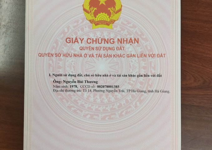 Bán đất 2 mặt tiền Ngõ 98 đường Lý Thường Kiệt   , Phường Trần Phú, TP Hà Giang, Hà Giang