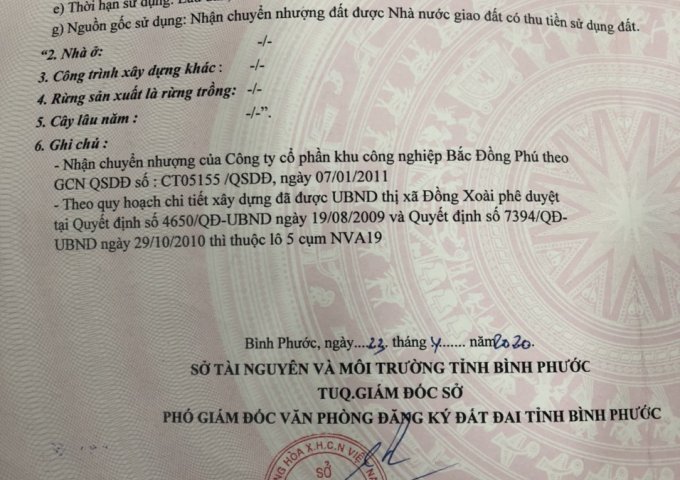 CHÍNH CHỦ BÁN ĐẤT PHƯỜNG TÂN PHÚ- ĐỒNG XOÀI- BÌNH PHƯỚC