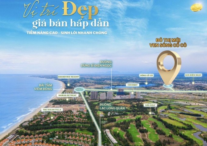 Lô đất đối diện Trường học, Ven Sông Cổ Cò, cách biển Viêm Đông 800m