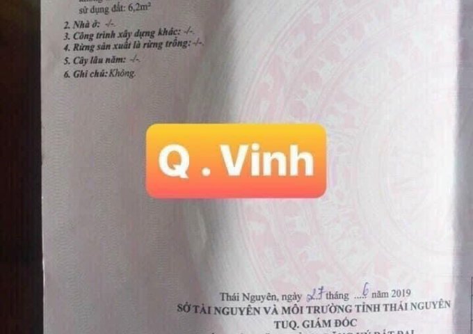 BÁN GẤP LÔ ĐẤT THỔ CƯ TẠI QUANG VINH, TP. THÁI NGUYÊN CẠNH KHU DÂN CƯ NGAY GARA Ô TÔ MẠNH HÀ CỰC ĐẸP.